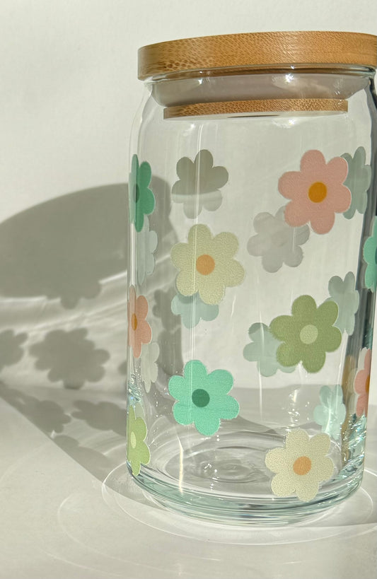 Beach Daisy Glass Cup 16oz