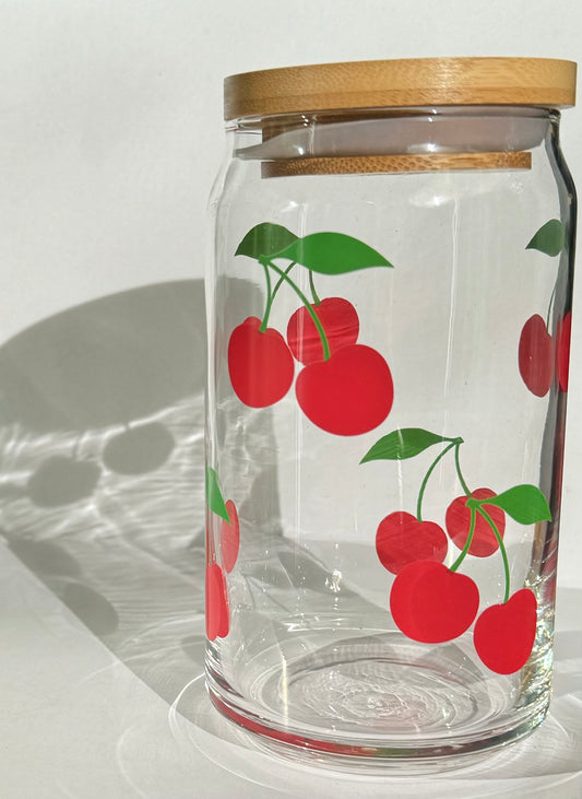 Cherry Glass Cup 16oz